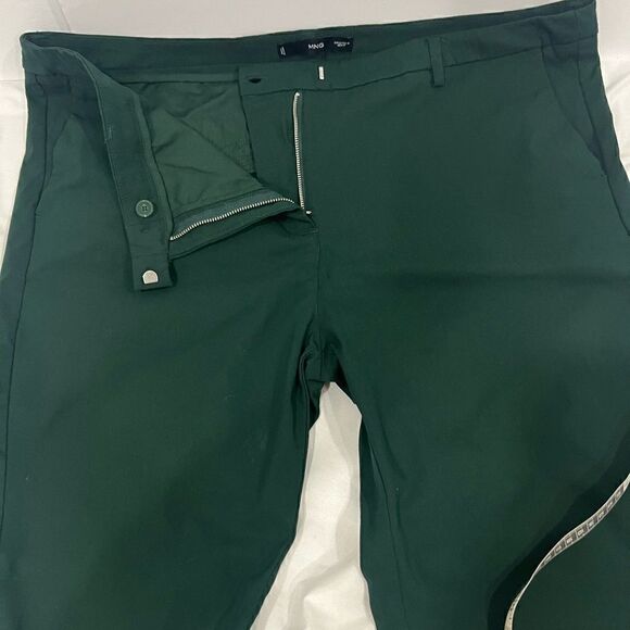 Mango Capri flat front zipper green pants size US 10 - Picture 9 of 12